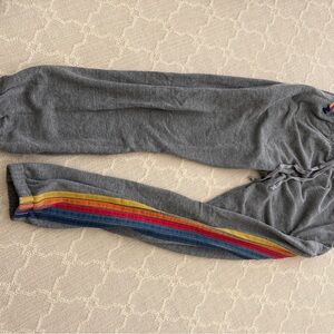 Aviator Nation Kids Gray Bottoms with Rainbow Stripes